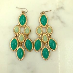 Teal/ turquoise and gold statement earrings